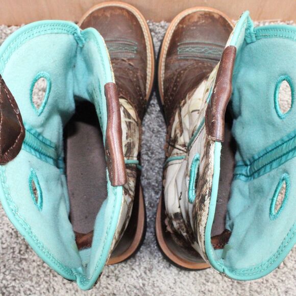 Ariat Fatbaby Cowgirl Boots Womans 9.5B Brown White Camouflaged Leather Western - Picture 10 of 11